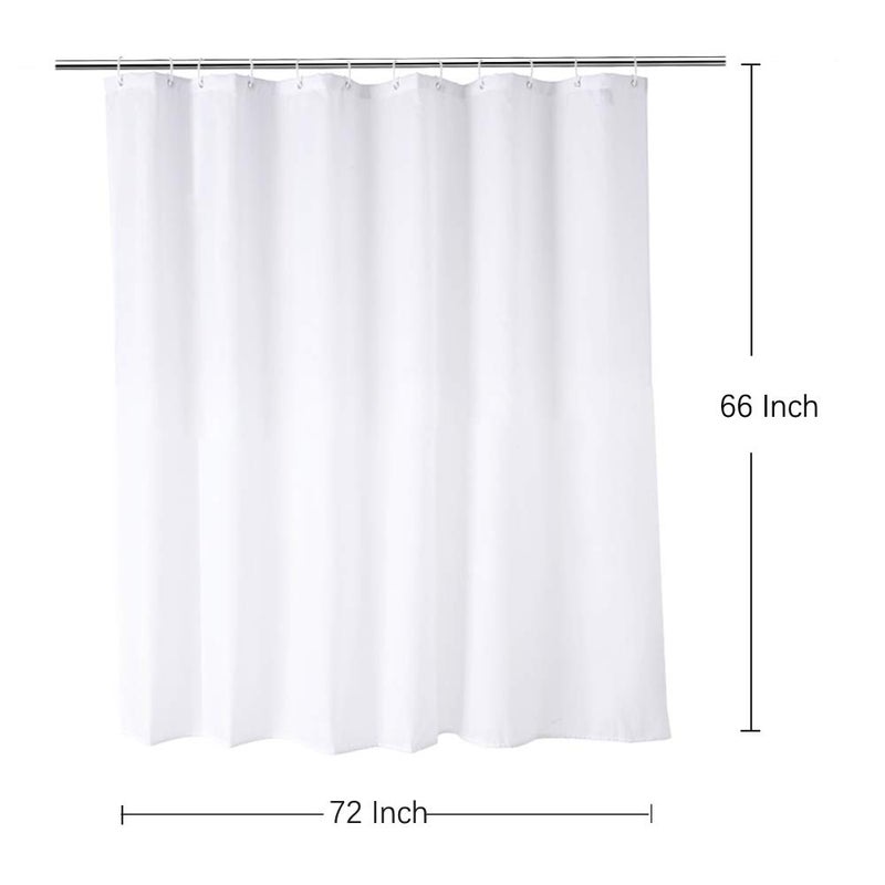 WellColor Short Shower Curtain Liner 72 x 66 Inch  White Water Repellent Weighted Fabric Shower Liner for Bathroom Hotel Spa  Odorless  Washable  66 inch - Image 2
